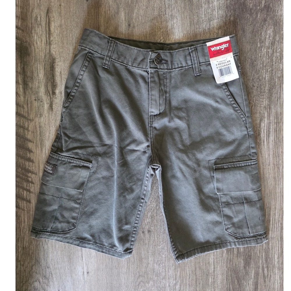 Wrangler Authentics Boys Cargo Shorts Olive Green Size 8 Regular NWT